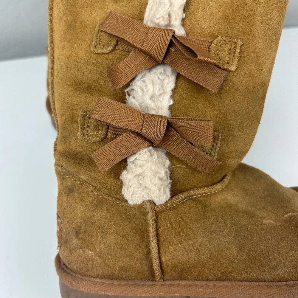 Koolaburra by Ugg Victoria tall tan suede faux fur boots girls size 2